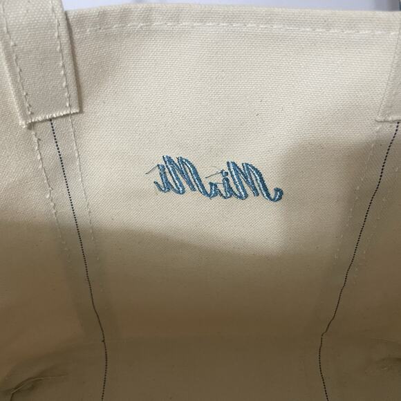 LL Bean Boat and Tote Canvas Bag Meduim USA Teal Blue Embroidered MiMi -See Pics - Picture 16 of 16
